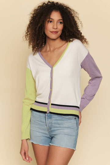 COLOR BLOCKED CARDIGAN