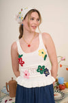 EMBROIDERED FLORAL SCOOP NECK TOP