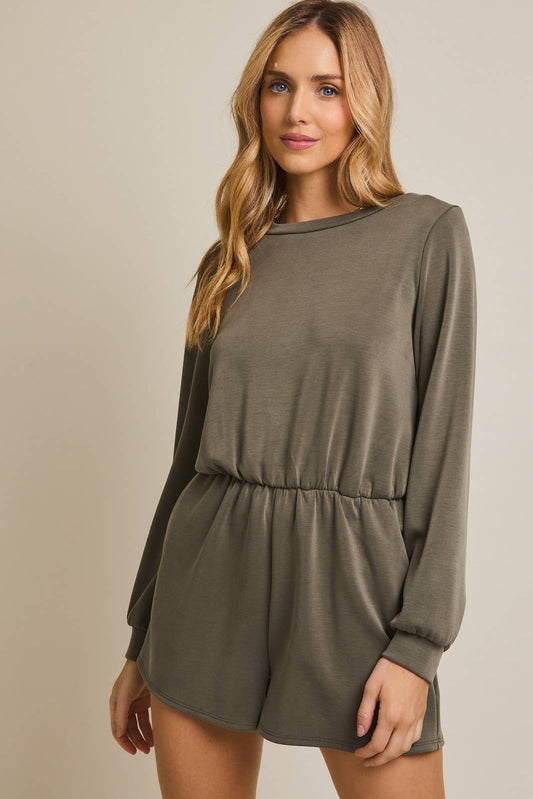 ROUND NECK BACK TIE ROMPER