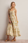 YELLOW FLORAL MIDI DRESS