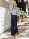 HIGH RISE SEAMLESS WB TROUSER HEM WIDE JEANS F5902