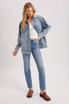 DENIM JACKET WITH ASYMMETRICAL BUTTON