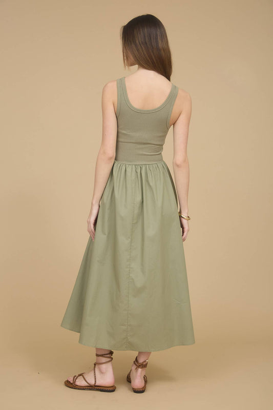 MIX MEDIA TANK MIDI DRESS