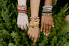GEMSTONE SUN AND MOON OPEN BRASS BANGLE BRACELET