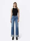 DISTRESSED CUFFED WIDE JEANS