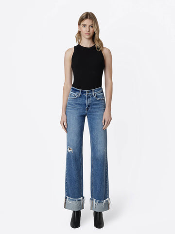 DISTRESSED CUFFED WIDE JEANS