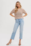 OPEN-KNIT CROP TOP LATTE