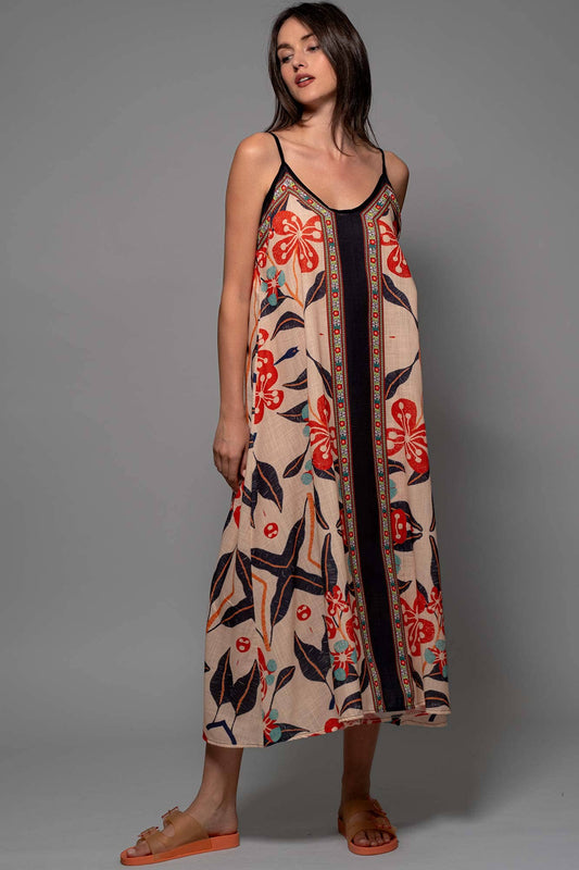 BOLD FLORAL A-LINE DRESS