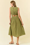 CUT-OUT WAIST MIDI DRESS