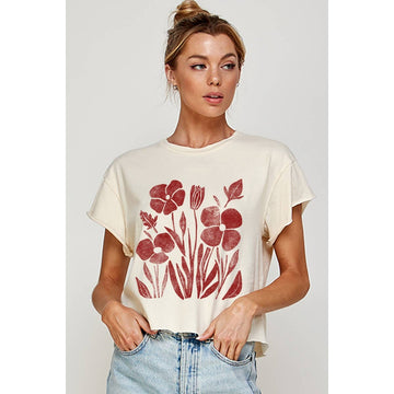 FLORAL GRAPHIC CROP TOP
