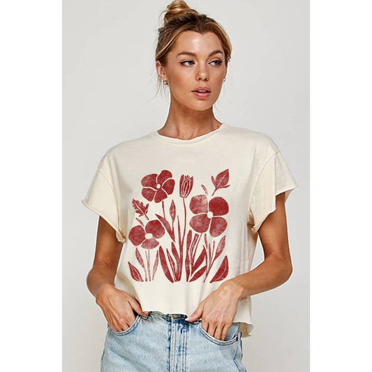 FLORAL GRAPHIC CROP TOP