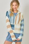 STRIPE COLOR BLOCK ZIP SWEATER