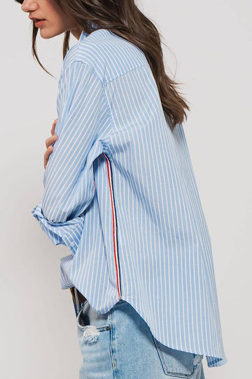 STRIPED TWILL BUTTON SHIRT
