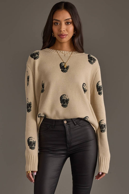 TAN SKULL SWEATER