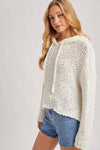 POPCORN KNIT HOODED SWEATER