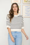 STRIPE SHORT SLEEVE SWEATER