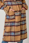 FUZZY PLAID LONG COAT