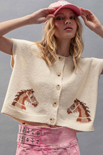 WESTERN CROPPED CREW CARDIGAN