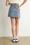 BUTTONED SCALLOP DENIM SKIRT