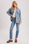 DENIM JACKET WITH ASYMMETRICAL BUTTON