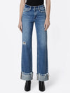 DISTRESSED CUFFED WIDE JEANS