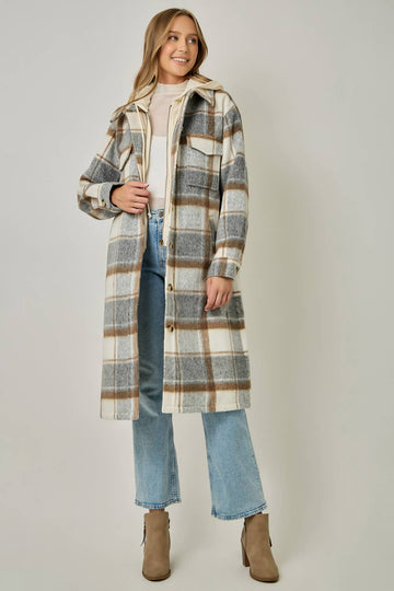 TWOFER HOODIE PLAID JACKET