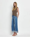 HIGH RISE CUFFED WIDE JEANS