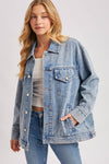 DENIM JACKET WITH ASYMMETRICAL BUTTON