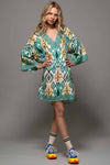 IKAT PRINT BELL SLEEVE DRESS