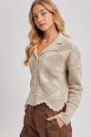 BUTTON DOWN SCALLOPED HEM CARDIGAN