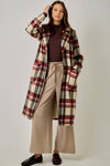 BRUSHED PLAID LONG COAT