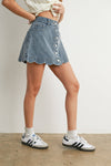 BUTTONED SCALLOP DENIM SKIRT