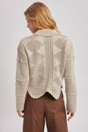 BUTTON DOWN SCALLOPED HEM CARDIGAN