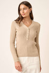BUTTON DETAIL RIB SWEATER