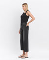 HIGH RISE RAW HEM BLACK JEANS