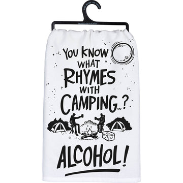 RHYMES WITH CAMPING KITCHEN TOWEL