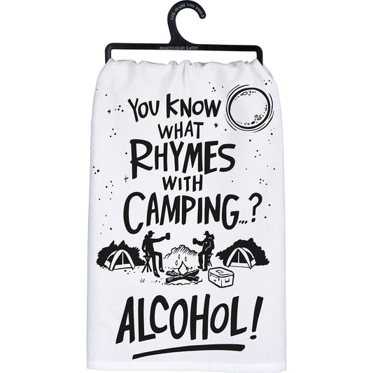 RHYMES WITH CAMPING KITCHEN TOWEL