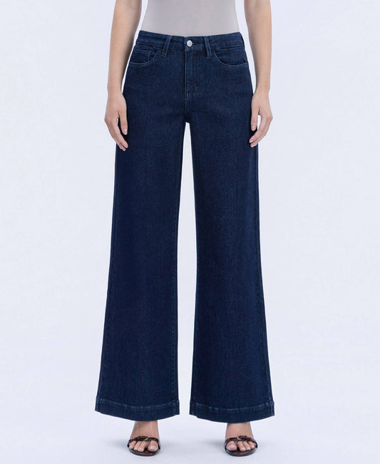 HIGH RISE SEAMLESS WB TROUSER HEM WIDE JEANS F5902