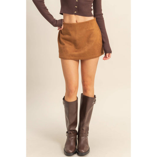 CAMEL SUEDE SKORT