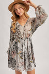 BUBBLE SLEEVED  MINI DRESS