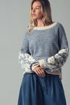 FLORAL EMBROIDERED KNIT SWEATER