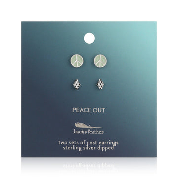 PEACE + DIAMOND 2PK STUDS SILVER