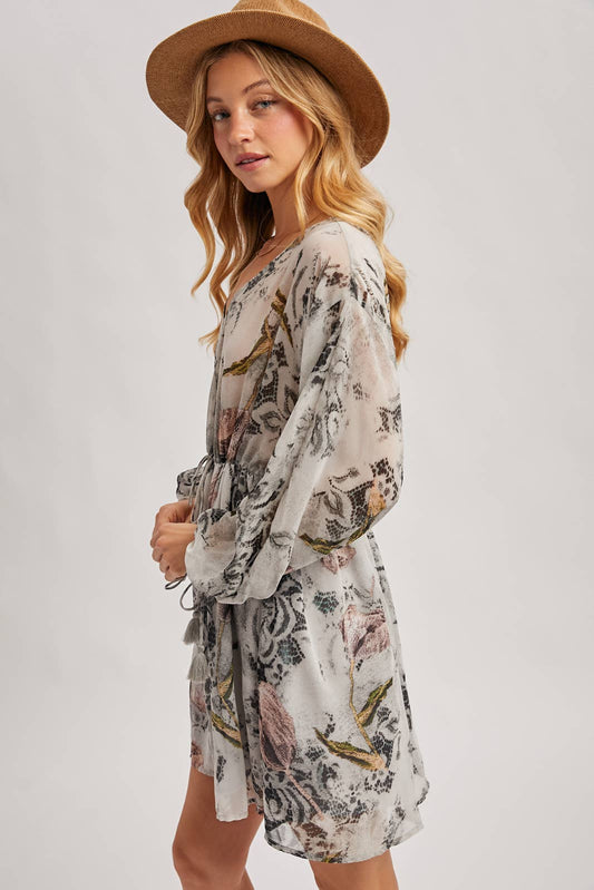 BUBBLE SLEEVED  MINI DRESS