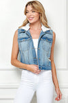 DENIM VEST REMOVABLE HOOD