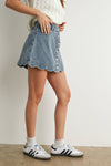 BUTTONED SCALLOP DENIM SKIRT