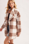 PLAID KNIT SHERPA JACKET