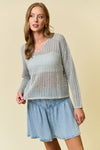 V-NECK OPEN KNIT SWEATER