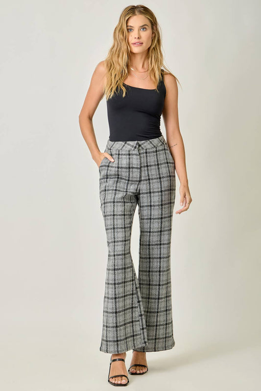 PLAID BOOTCUT TROUSERS