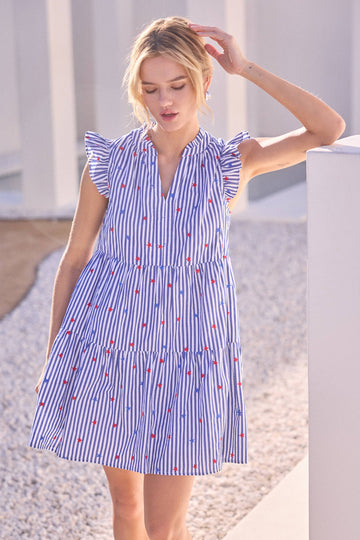 STRIPED MINI DRESS WITH STARS