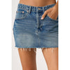 DISTRESSED HEM DENIM MINI SKIRT